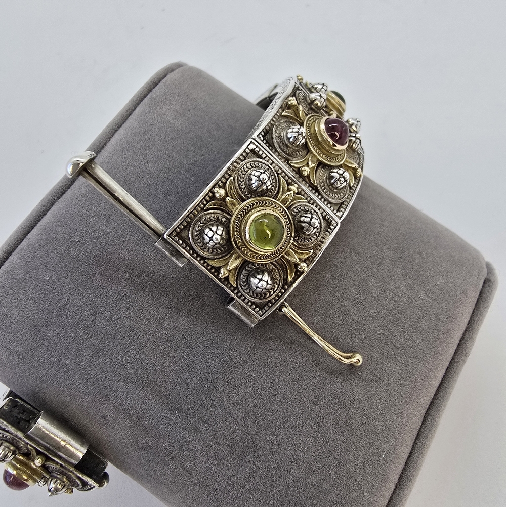 Konstantino Silver and 18K Gold Ornate Bracelet with Gemstone Accents - Picture 5 of 14